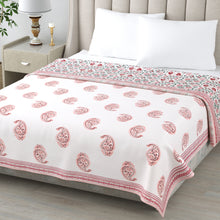 Load image into Gallery viewer, Pure cotton Mulmul Pink floral Jaal double size Dohar - 90x100&quot;
